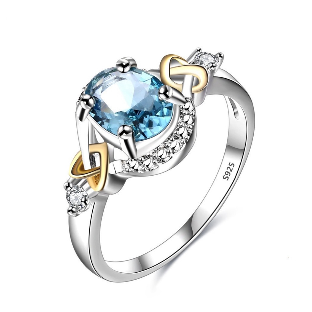 Blue Topaz .925 Silver Dainty Ring